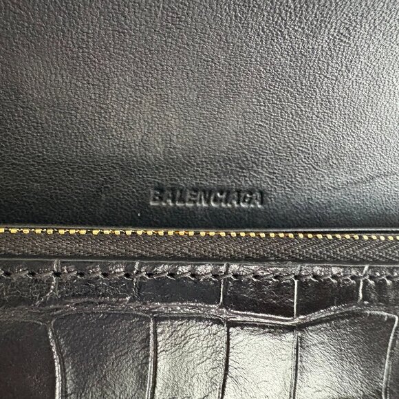 Balenciaga calfskin crocodile embossed gossip wallet on chain black - Picture 4 of 9